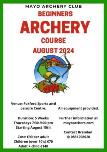 Mayo Archery Club latest archery Beginners Course